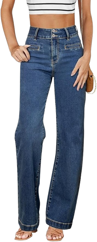 Women's Jeans High Waisted Straight Leg Stretchy 