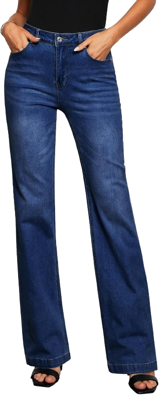 Womens Flare Jeans High Waisted Wide Leg Baggy Jean